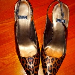 Stuart Weitzman Leopard Print Heels size 6B(Leather sole Made in Spain)